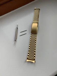 Beautiful New 19mm Bead of Rice Gold Plated Watch Strap / Bracelet for Omega - Picture 1 of 11