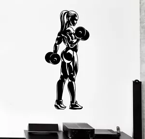 Wall Decal Sport Fitness Gym Bodybuilding Sexy Girl Vinyl Sticker (ed1642) - Picture 1 of 4