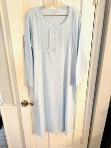 Keyocean Granny Nachthemden weich 100% Baumwolle Strick Nachthemden Damen Gr. M hellblau - Bild 1 von 9