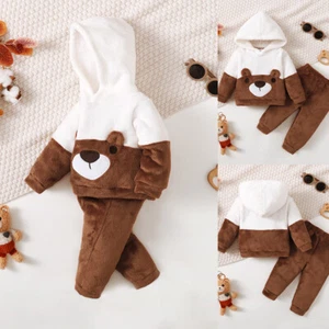 2PCS Baby Kid Boys Cartoon Printed Long Sleeve Pullover Hoodies Pants Set Outfit - Picture 1 of 15