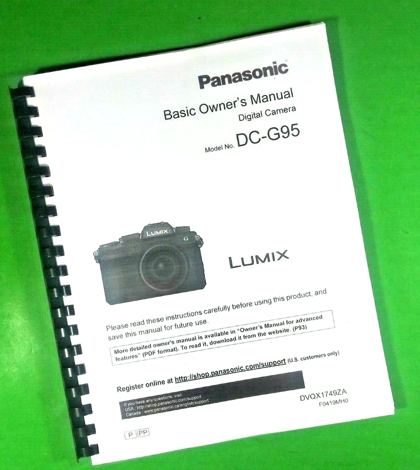 Owners Manual for Panasonic DC-G95 Basic Lumix Camera 100 Pages W/Clear Covers! - Image 1 of 1