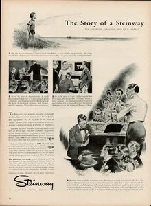 1939 Steinway Klaviergeschichte erzählt von Vater Instrument Unsterbliche Vintage Druck Anzeige - Bild 1 von 8
