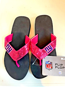 New York Giants NFL Women's Pink Sequin Flip Flops Size Small (7-8) NWT