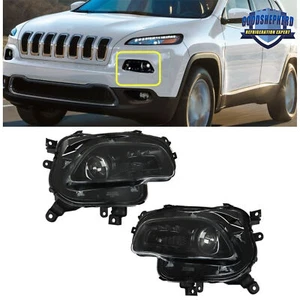 Faros halógenos izquierdo y derecho para Jeep Cherokee 2014-2016-17 2018 carcasa negra - Imagen 1 de 9
