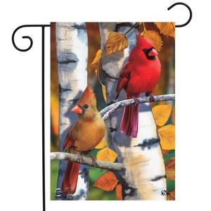 Briarwood Lane Birch Tree Cardinals Fall Garden Flag - Picture 1 of 4