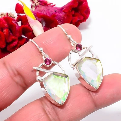 Brinco de prata esterlina 925 Aura Rainbow Mystic Fire topázio 1,64 Sk5, Natal - Imagem 1 de 4