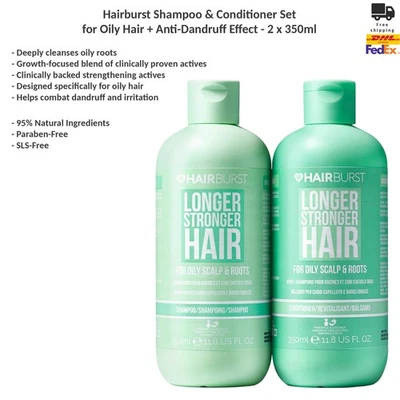 Hairburst Shampoo & Conditioner Set for Oily Hair + Anti-Dandruff Effect 2x350ml - Image 1 of 4