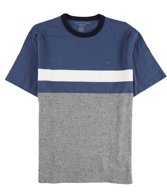 American Eagle Mens Ringer Striped Graphic T-Shirt, Blue, Medium - Image 1 of 2