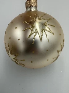 Vintage Abt. 56 MATTIERTES GOLD STERN MERKUR GLAS runde Kugel Ornament 6 Zoll schön - Bild 1 von 8