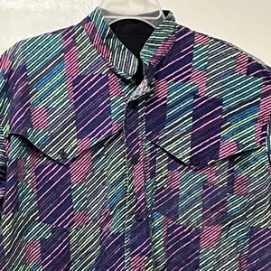 Vintage Western Longsleeve Shirt Neon X-Large Cowboy 1980-90's Cape Back - Picture 1 of 10