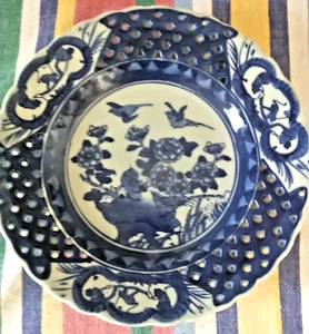 ,Vintage Chinese Porcelain Plate Reticulated - Picture 1 of 6