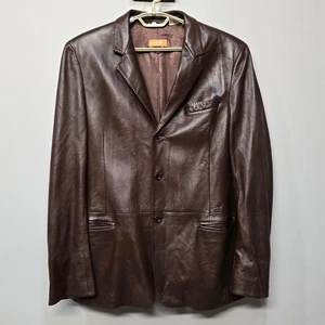 Vintage 90 Co-Op Barneys New York Jacke Herren XL Schokobraun Leder Lammfell - Bild 1 von 9