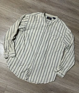 VTG Long Sleeve Striped Retro Button Down Y2K 90s Size M Route 66 Grunge Preppy - Picture 1 of 8