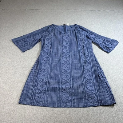 Isaac Mizrahi живое платье женщин XL синий кружевной цветочный текстурированный 3/4 рукав официальный - Изображение 1 из 4