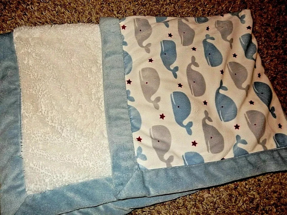 3D LN 30x40 WENDY BELLISSIMO Ballenas Estrellas Felpa Terciopelo Cuna Bebé Manta Lovey Foto 1 de 4