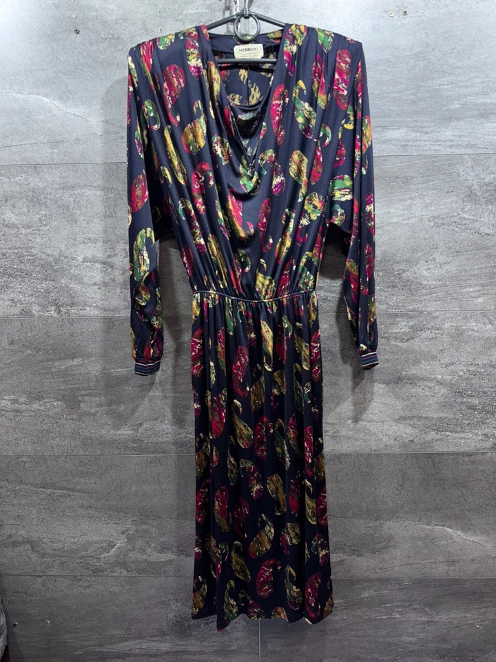 Maxi Vestido Missoni Seda Multicolor Raro Vintage Años 90 Talla M Foto 1 de 4