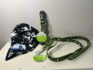 Antiguo collar de Halloween para suministros para perros azul marino (14-20”), correa (4 pies), bandana - nuevo - Imagen 1 de 6