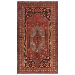 Hamedan 260x146 cm Handgeknüpfter Perserteppich Orient Wolle Carpet Rug Rot - Picture 1 of 12