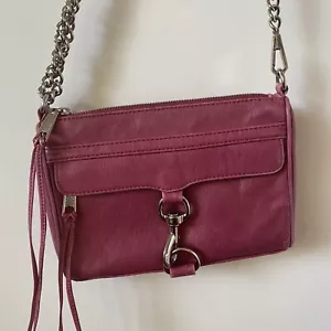 Rebecca Minkoff pink burgundy fuschia mini Mac crossbody leather bag - Picture 1 of 10