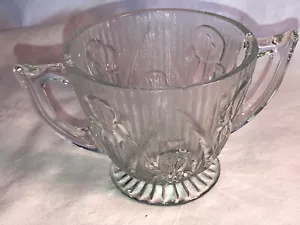 Iris And Herringbone Crystal Sugar Bowl Depression Glass Art Deco Lot C - Bild 1 von 5
