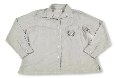 ¡Haband vintage de los años 80 para mujer! Camisa a Rayas Mariposa Bordada Usada Foto 1 de 4