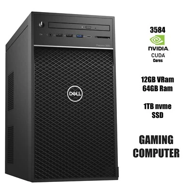 Dell 3630 Gaming Computer Core i5 64GB RAM 2TB SSD NVIDIA RTX 3060 12GB VideoRAM - Image 1 of 4