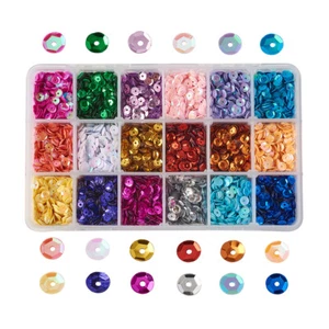 1 Box Plastic Paillette Beads Semi-cupped Dress Em Sequins Beads Mixed Color 5mm - Picture 1 of 8