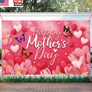 Large Happy Mother'S Day Banner Decorations Mothers Day Flag Outdoor 71X44 Inch, - Picture 1 of 7