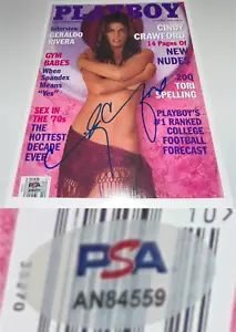 COPERTINA PLAYBOY FIRMATA TOPLESS & SEXY CINDY CRAWFORD 8X10 FOTO PSA/DNA # AN84559 - Foto 1 di 3