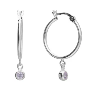 Sterling Silver Alexandrite Hoop Dropper Earrings - JUNE Birthstone - Picture 1 of 5