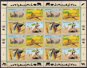 Naciones Unidas Viena 1995 Yvert 200/03 Mini hoja Fauna Aves Monos MNH VF - Imagen 1 de 1