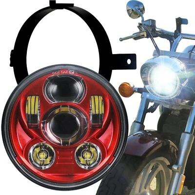 LED Projection Headlight Kit for Honda VTX 1300 1800 C/N/R/S/T Red Plug and Play - Image 1 of 4