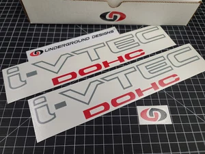 I-VTEC DOHC Decals (2pk) 2-Tone Door Rocker Panel Racing Stickers For Civic Si R - Picture 1 of 16