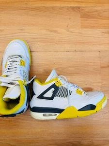 Nike Air Jordan 4 Retro Women's Size-8 White Yellow Vivid Sulfur - Picture 1 of 8