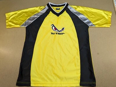 Vintage No Fear Jersey Size M Yellow Black Shiny V Neck Sport Shirt - Image 1 of 4