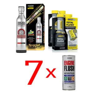 XADO Set 2x Motor Reiniger + 7 Liter Spülöl + Motor Verschleiß Schutz Öl Additiv - Bild 1 von 1