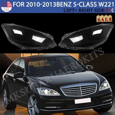 Pair Headlight Cover For 2010-2013 Mercedes Benz S-Class W221 S350 S550 S600 New Foto 1 de 4