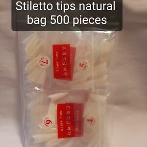 Nail tips Stiletto Natural   Nail Art for Acrylic Gel Nails Bag 500 Pieces