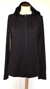 Athleta Activewear schwarze leichte Hoodie Jacke Damen M Full Zip Daumenlöcher - Bild 1 von 17