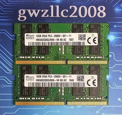 32GB (2x16GB) PC4-21300 DDR4-2666MHz 2Rx8 Non-ECC Hynix HMA82GS6DJR8N-VK #A34 - Image 1 of 2