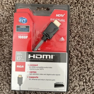 RCA Hdmi Cable 6FT  Digital Plus Hig Speed Supports 1080P - Image 1 of 3