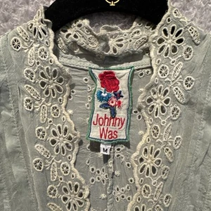 Johnny Was Damen Tunika Kleid mit Ösen Mintgrün Größe M Langarm Boho - Bild 1 von 7