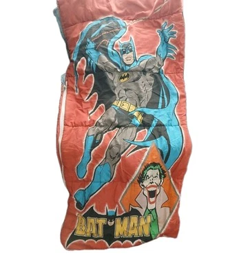 Vintage Batman Youth Sleeping Bag Joker DC Comics 1989 Superhero Cartoon 56x26" - Image 1 of 4