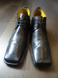 BCBG Max Azria Mens Black Leather Boots Cuoio Sz 12D $210 35% Off - Picture 1 of 14