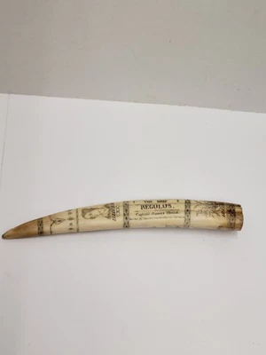 Reproducción de resina vintage Scrimshaw Tusk 14 The Ship Regulus Captain James Hoad Foto 1 de 4