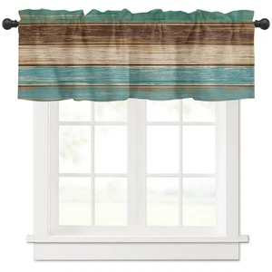 Rustic Farmhouse Valances Curtains for Kitchen Windows, Retro Wood Rod Pocket... - Picture 1 of 5