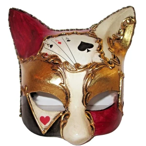 CAT 1 - A QUALITY, ITALIAN, HANDPAINTED FEMALE MASK , POKER DESIGN. - Picture 1 of 4