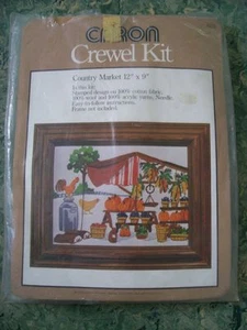 UNUSED Vtg 70s 1975 Caron COUNTRY MARKET CREWEL EMBROIDERY KIT 12x9 Farm Veggies - Picture 1 of 1