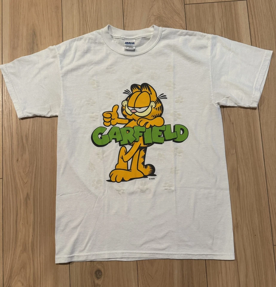 Camiseta Blanca Garfield Glow Paws De Colección Rara Para Hombre Talla Mediana Años 90/2000 Foto 1 de 4