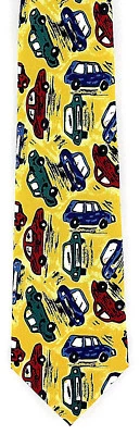Corbata amarilla de moda Vroom Vroom para hombre con corbata para el cuello auto automóvil ventas automáticas Foto 1 de 3